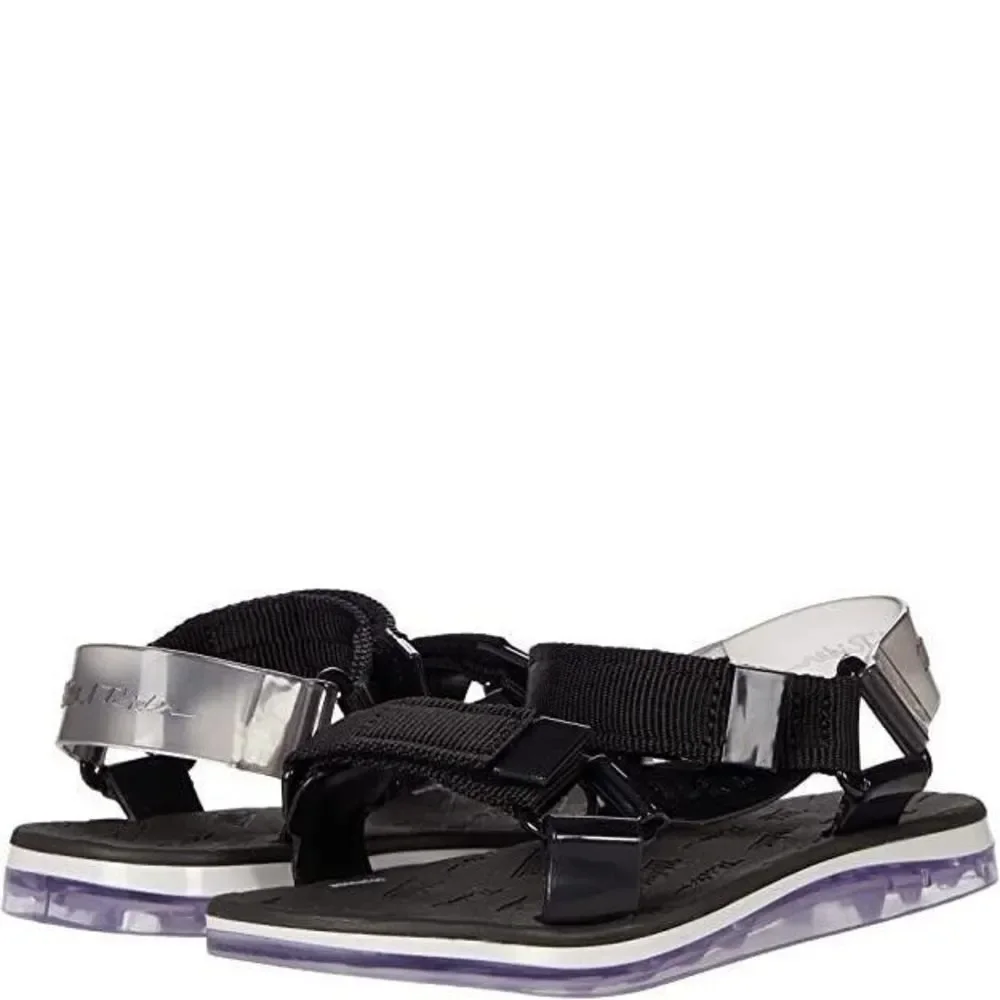 Mini Melissa Kids Papete Rider Black White Sandals Size 2 Girls